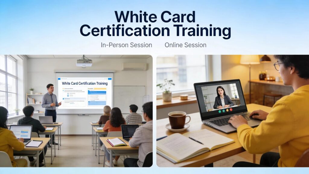 Learners in face-to-face and online White Card training sessions